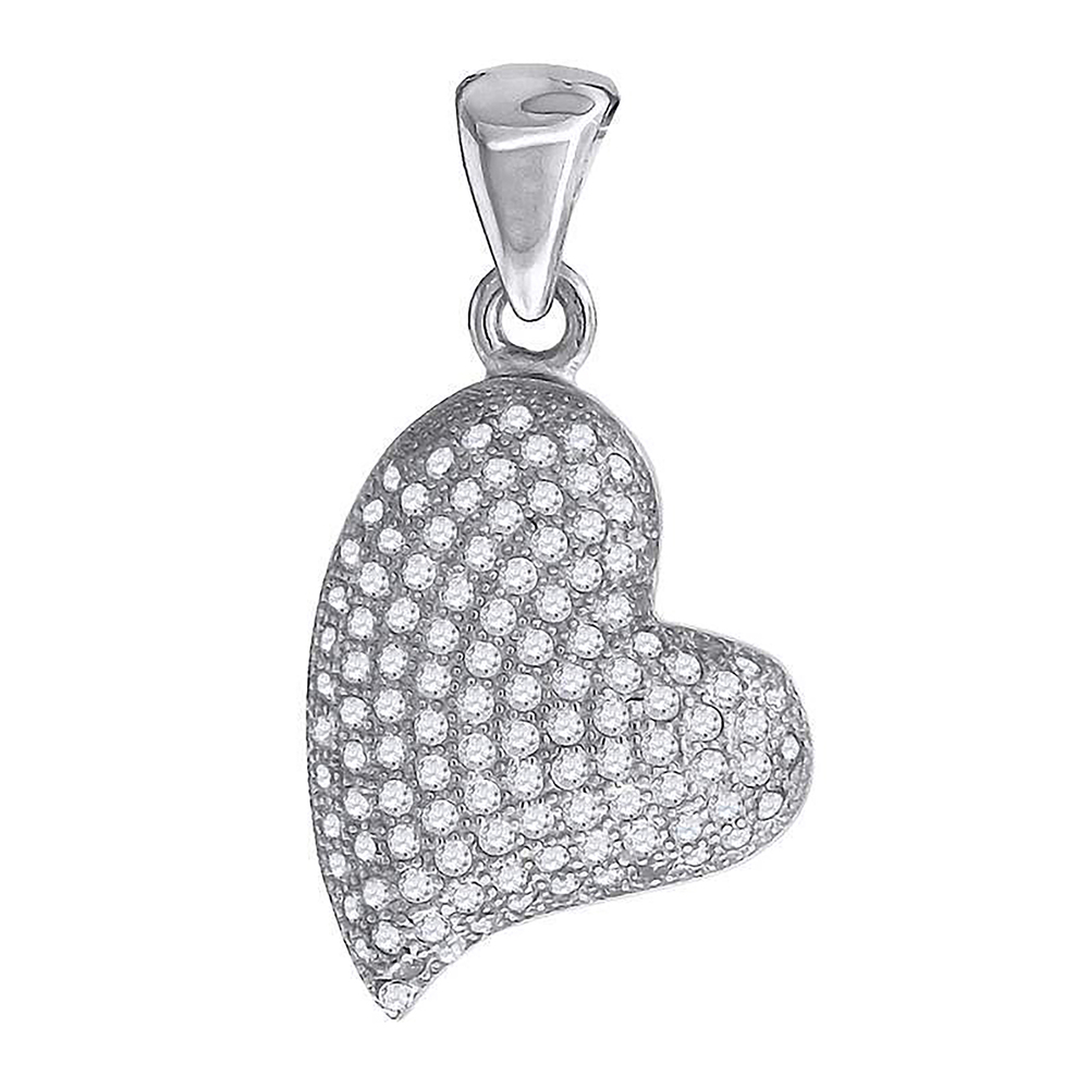 925 Sterling Silver Womens Cz Heart Charm Pendant